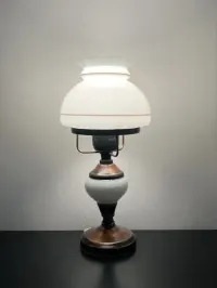 Lampa stołowa vintage retro PRL szkło ceramika metal POLAM — ujęcie 4