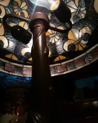 Lampa Tiffany duża, witrażowa czekoladowa, h 60cm. abażur 43cm. — ujęcie 4