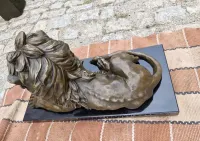 Lwy z brązu  duża figura podstawa marmur 68 cm — ujęcie 2