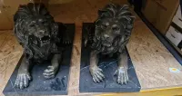 Lwy z brązu  duża figura podstawa marmur 68 cm — ujęcie 4