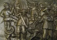 Metaloplastyka, piękny odlew, "Straż nocna", Rembrandta, b. masywna, — ujęcie 2