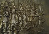 Metaloplastyka, piękny odlew, "Straż nocna", Rembrandta, b. masywna, — ujęcie 3