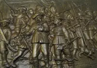 Metaloplastyka, piękny odlew, "Straż nocna", Rembrandta, b. masywna, — ujęcie 4