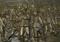 Metaloplastyka, piękny odlew, "Straż nocna", Rembrandta, b. masywna, — ujęcie 4