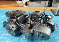Metalowy model motocykla Zundapp KS 750 z koszem Gotowy złożony Piececool 11 cm 193 el. + gablota box manuale — ujęcie 5