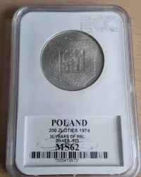 Grading srebro PRL mapka moneta 200zł — ujęcie 3