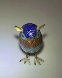 Kolekcjonerska metalowa figurka vintage emalia Cloisonne wys 5.5 cm — ujęcie 3