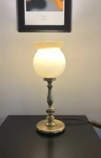 Lampa stołowa vintage retro, klimatyczna metal szkło — ujęcie 5