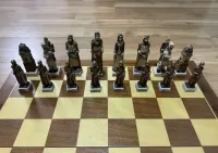 Marmurowe ręcznie malowane szachy - stan idealny — ujęcie 3