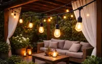 Girlanda Ogrodowa Świetlna 20M 20X Żarówka LED Sieciowa Wodoszczelna — ujęcie 5