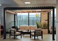 OD RĘKI Aluminiowa pergola ogrodowa tarasowa MODENA 4x3m, kolor grafit antracyt RAL7016/struktura automatyczna + oświetlenie led — ujęcie 2