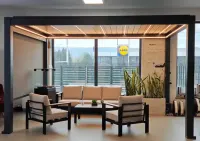 OD RĘKI Aluminiowa pergola ogrodowa tarasowa MODENA 4x3m, kolor grafit antracyt RAL7016/struktura automatyczna + oświetlenie led — ujęcie 3