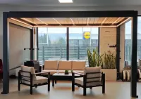 OD RĘKI Aluminiowa pergola ogrodowa tarasowa MODENA 4x3m, kolor grafit antracyt RAL7016/struktura automatyczna + oświetlenie led — ujęcie 3