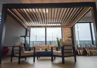 OD RĘKI Aluminiowa pergola ogrodowa tarasowa MODENA 4x3m, kolor grafit antracyt RAL7016/struktura automatyczna + oświetlenie led — ujęcie 5