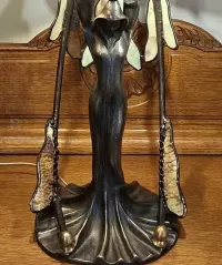 Piękna Lampa witrażowa (w stylu Tiffany) FLYING LADY 50x46cm,wys.54cm-stan idealny — ujęcie 5