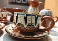 Tradycyjna ceramika bułgarska, zestaw pawie oko. Vintage. — ujęcie 3
