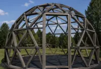 Tworzywo nie drewno!!! trwała!!! Kula geodezyjna szara Zadaszenie BASENU KOPUŁA GEODEZYJNA GEODOME DOME HOUSE ALTANA GLAMPING Szklarnia Strefa relaksu — ujęcie 2