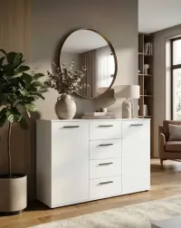 Komoda biała z szufladami i szafkami  120x85x35cm wysyłka 24h — ujęcie 2