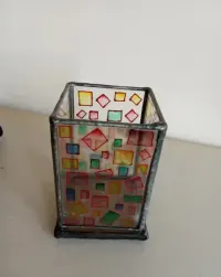 Świecznik, osłonka witrażowa na świeczki/tealighty vintage — ujęcie 3