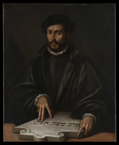 Portrait of a Man with a Hebrew Tablet — Antonio Campi — praca Łukasz Ostrowska, Zielona Góra
