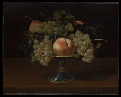 Still Life of Grapes and Peaches — Panfilo Nuvolone — praca Aleksandra Sokołowski, Lublin