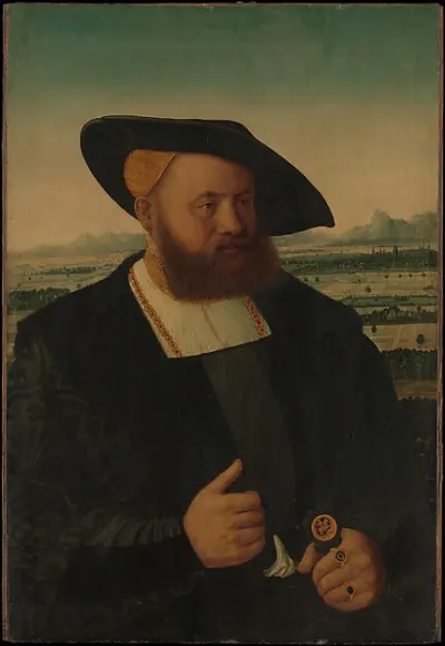 Portrait of a Man with a Moor's Head on His Signet Ring — Conrad Faber von Creuznach — praca Zofia Kamińska, Katowice