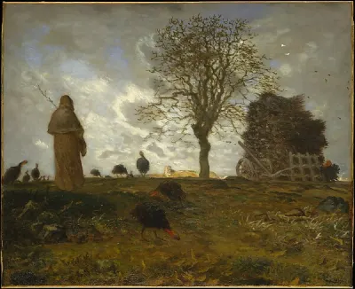 Autumn Landscape with a Flock of Turkeys — Jean-François Millet — praca Agnieszka Lewandowski, Poznań