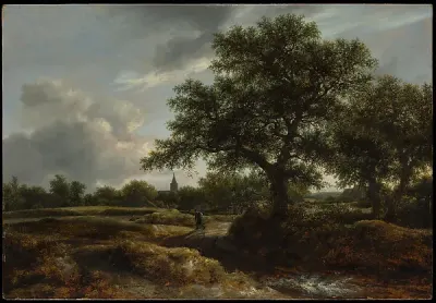 Landscape with a Village in the Distance — Jacob van Ruisdael — praca Łukasz Wójcik, Bydgoszcz