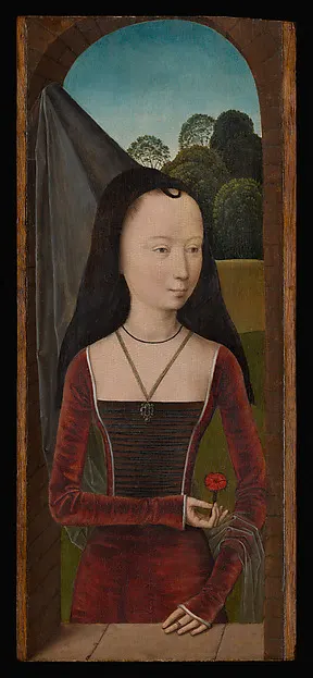 Young Woman with a Pink — Hans Memling — praca Katarzyna Czajka, Rzeszów