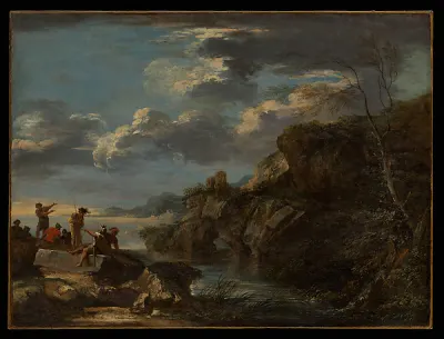 Bandits on a Rocky Coast — Salvator Rosa — praca Łukasz Dąbrowski, Poznań