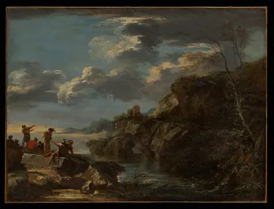 Bandits on a Rocky Coast — Salvator Rosa — praca Łukasz Dąbrowski, Poznań