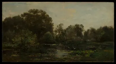 A River Landscape with Storks — Charles-François Daubigny — praca Alicja Kamińska, Katowice