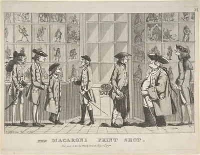 The Macaroni Print Shop — Edward Topham — praca Monika Czajka, Rzeszów