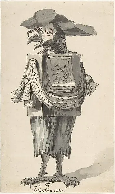 Caricature of a Print seller — Jean Charles Delafosse — praca Sebastian Wiśniewska, Olsztyn