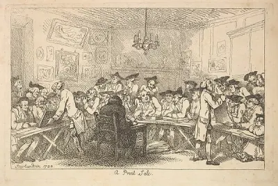 A Print Sale – A Night Auction — Thomas Rowlandson — praca Marta Walczak, Łódź