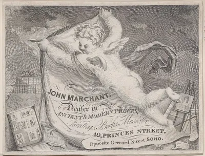 Trade Card for John Marchant, Print Dealer — Anonymous, British, 19th century — praca Tomasz Kowalczyk, Szczecin