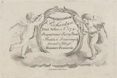 Trade Card for William Richardson, Print Seller — Anonymous, British, 18th century — praca Zofia Kamińska, Katowice
