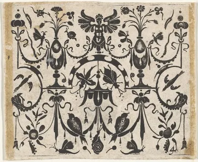 Blackwork Print with a Symmetric Grotesque Pattern — Claes Jansz. Visscher — praca Jakub Sadowska, Gdańsk