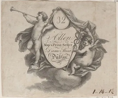 Trade card for William Allen, Map and Print Seller in Dublin — Anonymous, British, late 18th–early 19th century — praca Grzegorz Witkowski, Katowice