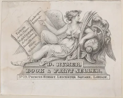 Trade Card for D. Rymer, Book & Print Seller — Anonymous, British, 18th century — praca Tomasz Grabowska, Kraków