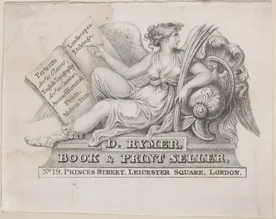 Trade Card for D. Rymer, Book & Print Seller — Anonymous, British, 18th century — praca Tomasz Grabowska, Kraków