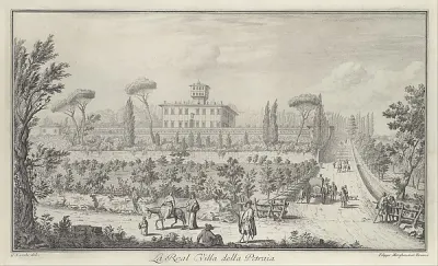 View of the Villa La Petraia, in Vedute delle ville, e d'altri luoghi della Toscana (page 33) — Giuseppe Zocchi — praca Katarzyna Czajka, Rzeszów