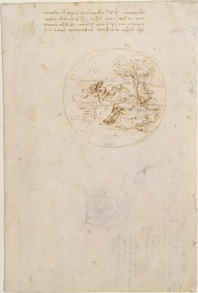 Allegory on the Fidelity of the Lizard (recto); Design for a Stage Setting (verso) — Leonardo da Vinci — praca Ewa Głowacki, Kraków