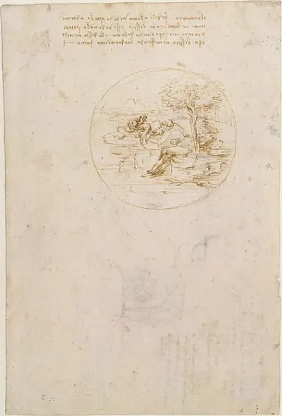 Allegory on the Fidelity of the Lizard (recto); Design for a Stage Setting (verso) — Leonardo da Vinci — praca Ewa Głowacki, Kraków