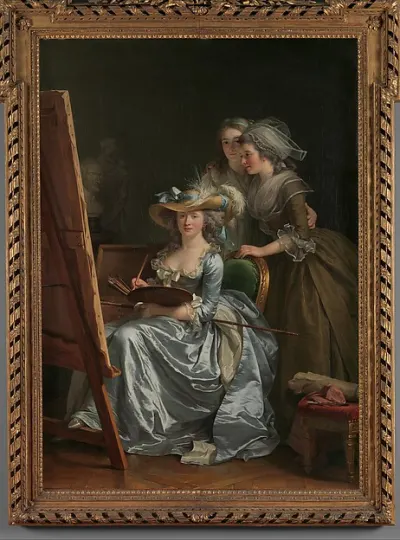 Self-Portrait with Two Pupils, Marie Gabrielle Capet (1761–1818) and Marie Marguerite Carraux de Rosemond (1765–1788) — Adélaïde Labille-Guiard — praca Sebastian Wiśniewska, Olsztyn