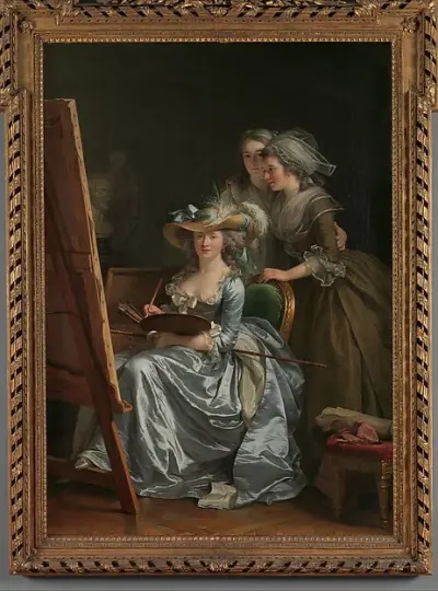 Self-Portrait with Two Pupils, Marie Gabrielle Capet (1761–1818) and Marie Marguerite Carraux de Rosemond (1765–1788) — Adélaïde Labille-Guiard — praca Sebastian Wiśniewska, Olsztyn