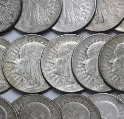 50 szt. Polonia zestaw Głowa kobiety srebro Ag750 Nominały 5zł 1932/34 — praca bosywola, Niepołomice