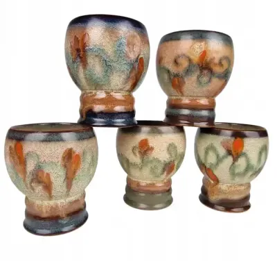 Art deco Kolekcjonerskie kubki Carstens Georgenthal lata 1920 — praca WAL - MAR, Ziębice