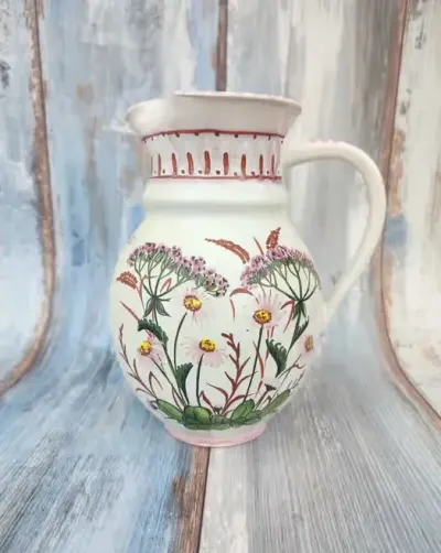 Ceramiczny dzban ręcznie malowany - vintage — praca skarbywyszukane, Łask