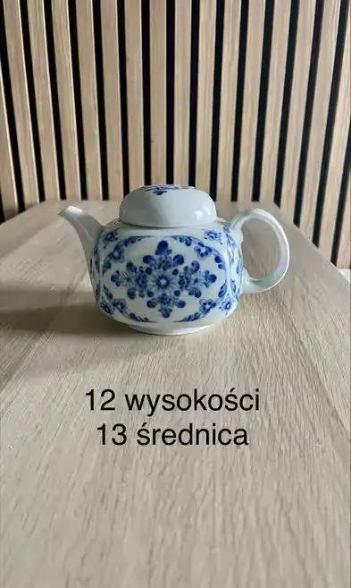 Czajnik porcelana NRD Echt Kobalt vintage – wzór kwiatowy, wys. 12 cm — praca Ewa Turkowska, Gliwice